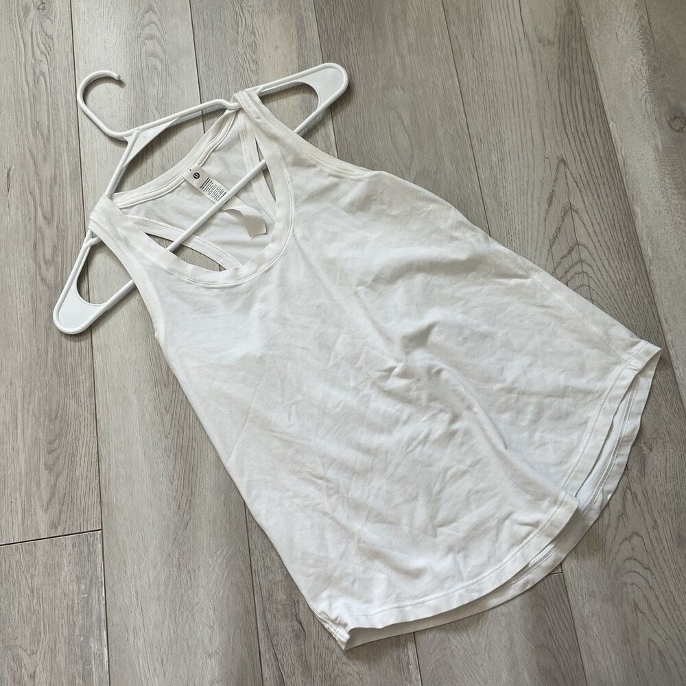 Lululemon Love Tank Top pima cotton racerback womens White (size 2) workout gym